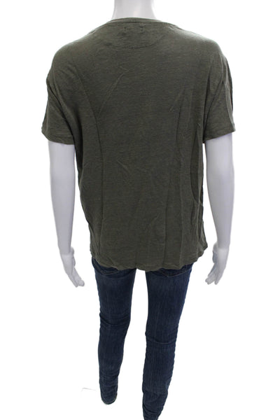 Rails Womens Basic Green Linen Short Sleeve T Shirt Size M