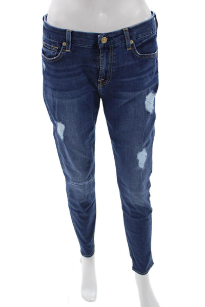 7 For All Mankind Womens Skinny Jeans Dark Blue Size 30