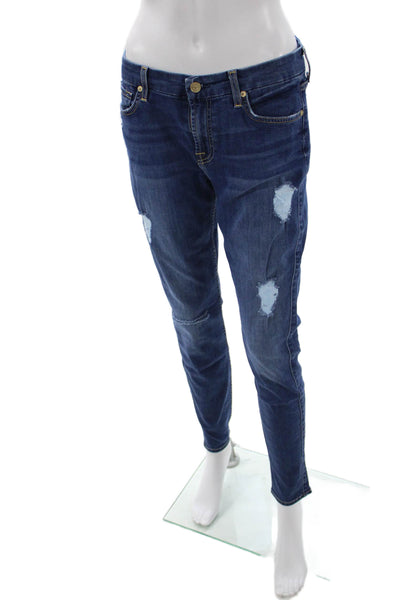 7 For All Mankind Womens Skinny Jeans Dark Blue Size 30