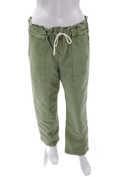 Electric & Rose Women Paperbag Jogger Pants Army Green Drawstring Size M