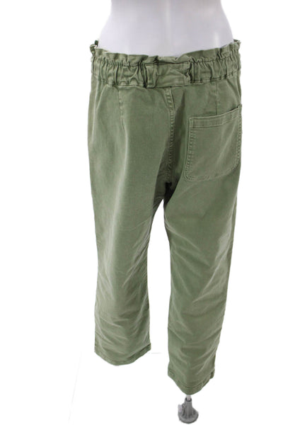 Electric & Rose Women Paperbag Jogger Pants Army Green Drawstring Size M