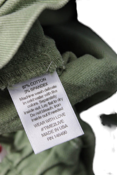 Electric & Rose Women Paperbag Jogger Pants Army Green Drawstring Size M