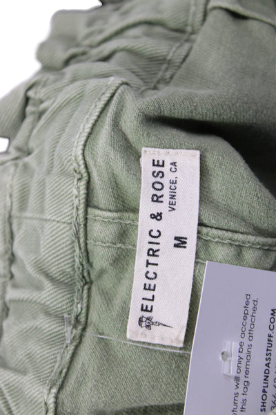 Electric & Rose Women Paperbag Jogger Pants Army Green Drawstring Size M