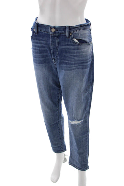 7 For All Mankind Women Boyfriend Cropped Jeans Blue Size 31