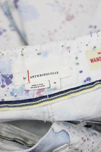 Anthropologie Women White Cargo Pants Button Closure Size 28