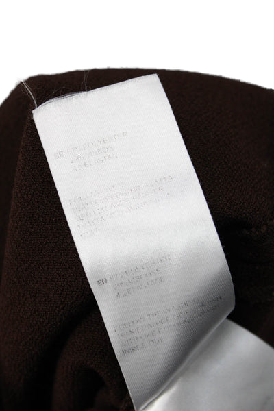 Marimekko Women Shift Dress Brown Long Sleeve Round Neck Mid-Calf Size 40