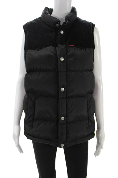 Levis Unisex Puffer Quilted Vest Black High Neck Snap Size S