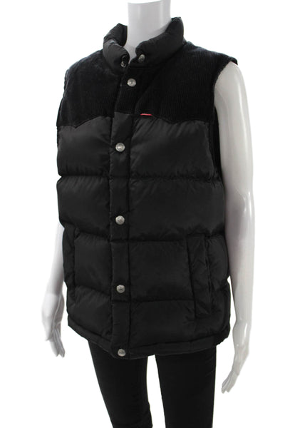 Levis Unisex Puffer Quilted Vest Black High Neck Snap Size S