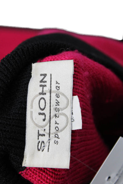St. John Sport Womens Black Wool Mock Neck 80s Cardigan Button Size S