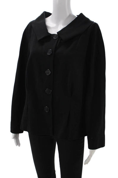 Zenobia Womens Black Collared Button Jacket Long Sleeve Classic Size 16