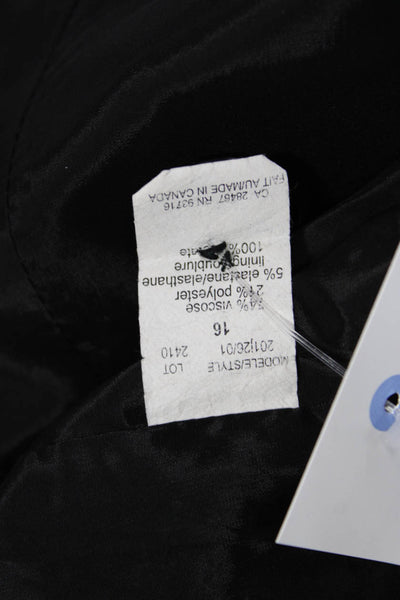 Zenobia Womens Black Collared Button Jacket Long Sleeve Classic Size 16