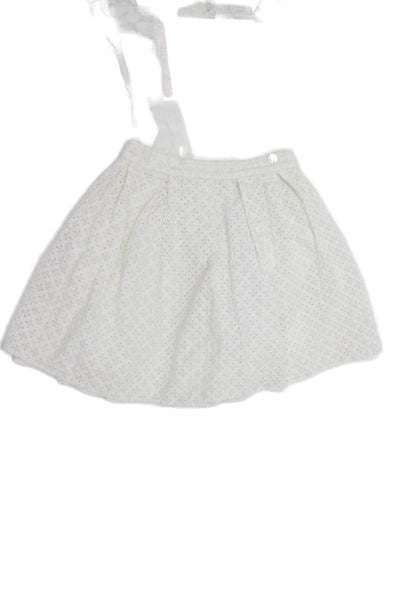 Lanvin Childrens Girls Eyelet Knee Length A Line Skirt White Cotton Size 12