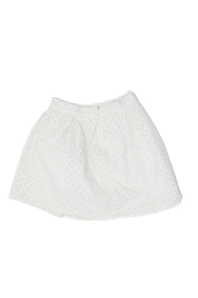 Lanvin Childrens Girls Eyelet Knee Length A Line Skirt White Cotton Size 12