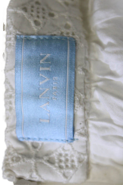 Lanvin Childrens Girls Eyelet Knee Length A Line Skirt White Cotton Size 12