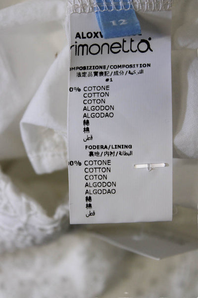 Lanvin Childrens Girls Eyelet Knee Length A Line Skirt White Cotton Size 12