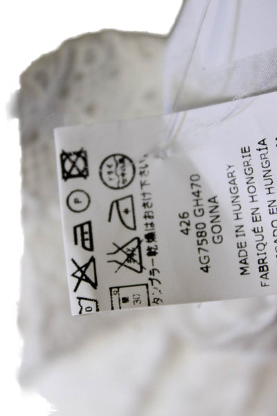 Lanvin Childrens Girls Eyelet Knee Length A Line Skirt White Cotton Size 12