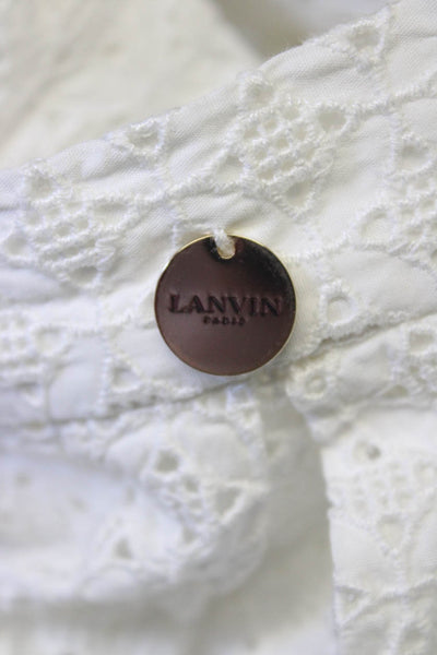 Lanvin Childrens Girls Eyelet Knee Length A Line Skirt White Cotton Size 12