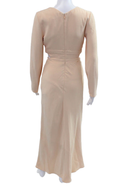 Acler Womens Maxi Dress Beige V Neck Long Sleeve Full Length Size 2