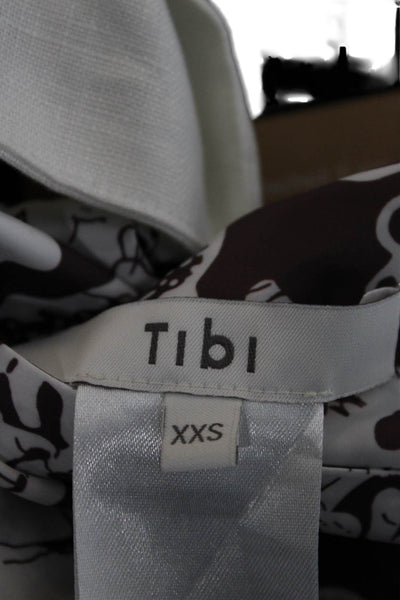 Tibi Womens Cropped Tie Front Sleeveless Floral Top Brown Polyester Size 2XS