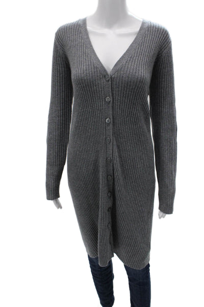 Paige Women Cardigan Gray V-Neck Button Striped Long Sleeve Size M