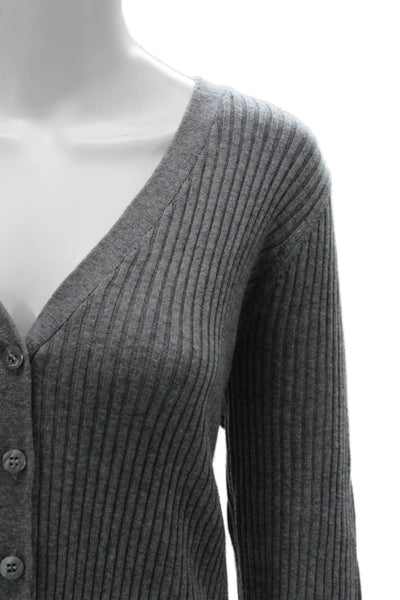Paige Women Cardigan Gray V-Neck Button Striped Long Sleeve Size M