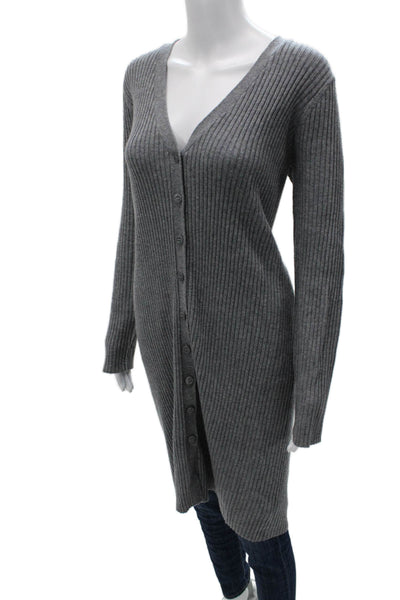Paige Women Cardigan Gray V-Neck Button Striped Long Sleeve Size M