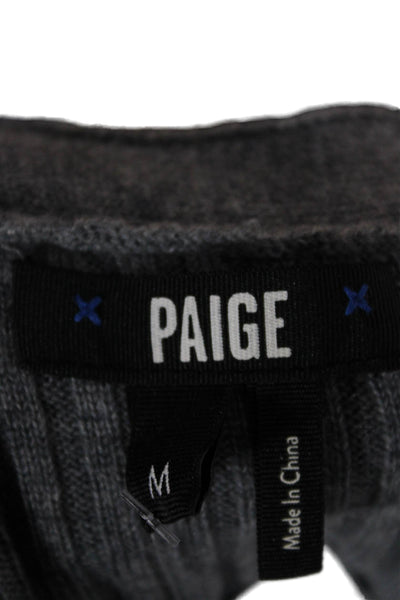 Paige Women Cardigan Gray V-Neck Button Striped Long Sleeve Size M