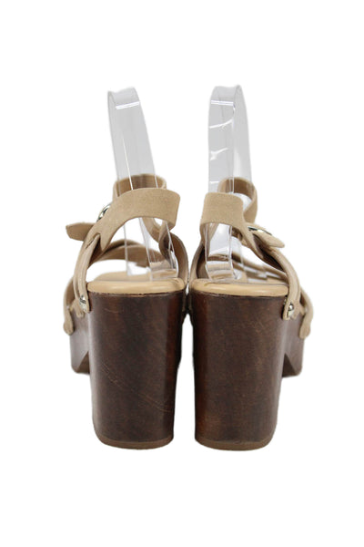 Sam Edelman Womens Block Heel Platform Ankle Strap Sandals Brown Suede Size 8