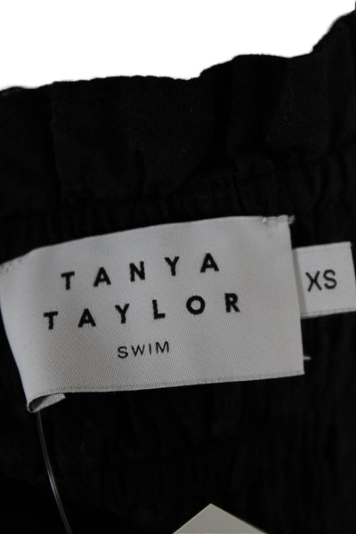 Tanya Taylor Womens Black Floral Maxi Sundress Square Neck Tie Size XS