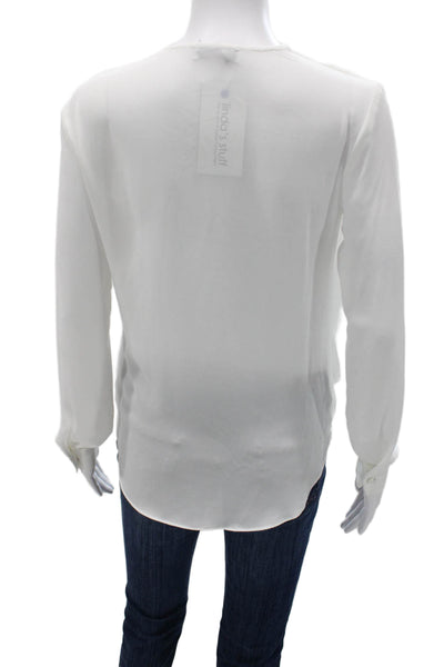 Bailey 44 Womens White V-Neck Long Sleeve Polyester Blouse Button Size XS