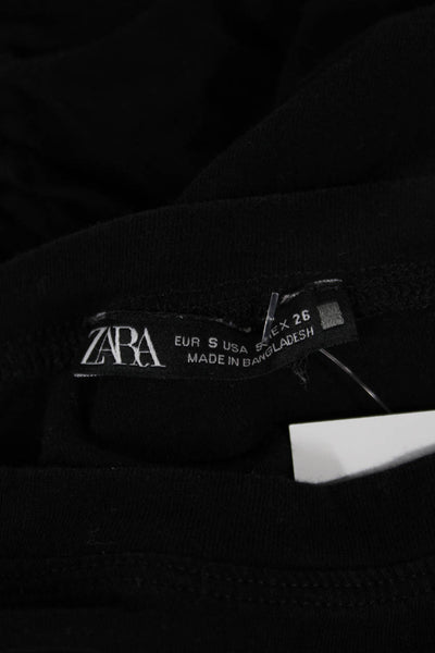 Zara Womens Black Cotton Crew Neck Jersey T-Shirt Short Sleeve Size S