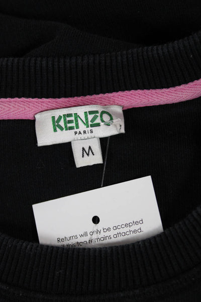 Kenzo Womens 90s Graphic Pullover Sweatshirt Black Cotton Crewneck Size M