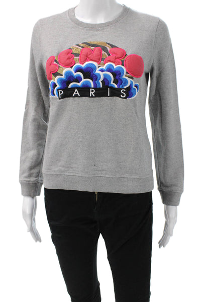 Kenzo Women Pullover Sweatshirt Gray 100% Cotton Designer Size S