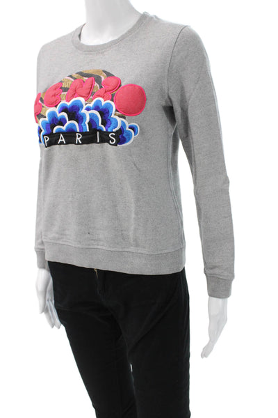 Kenzo Women Pullover Sweatshirt Gray 100% Cotton Designer Size S