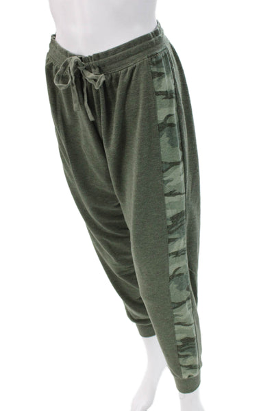 Splendid Womens Green Camouflage Pullover Sweatshirt Crew Neck Drawstring Size S