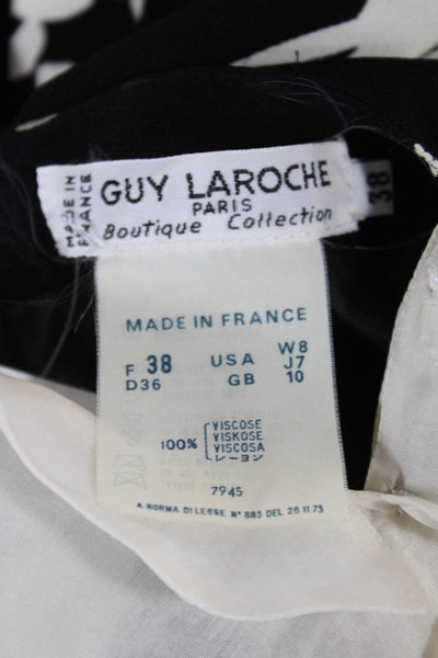 Guy Laroche Womens Shift Dress Black Floral Viscose Long Sleeve Size 38