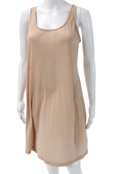 Alembika Women Slip Dress Beige Sleeveless Round Neck Short Size 1