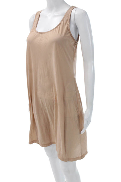 Alembika Women Slip Dress Beige Sleeveless Round Neck Short Size 1
