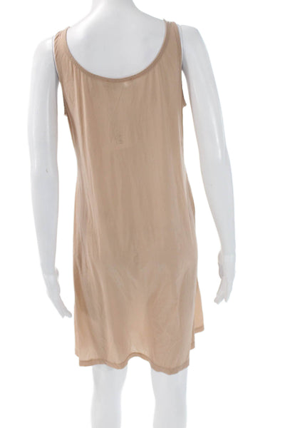 Alembika Women Slip Dress Beige Sleeveless Round Neck Short Size 1