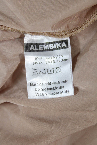 Alembika Women Slip Dress Beige Sleeveless Round Neck Short Size 1
