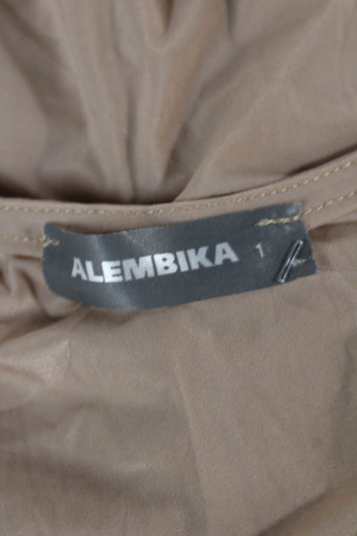 Alembika Women Slip Dress Beige Sleeveless Round Neck Short Size 1