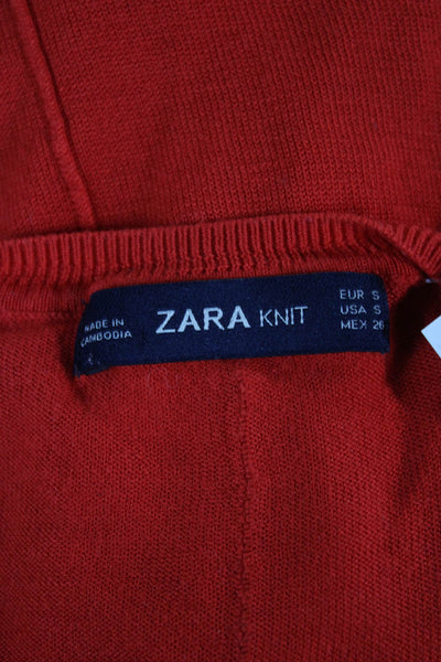 Zara Womens Pullover Sweater Red Crew Neck Long Sleeve Size S