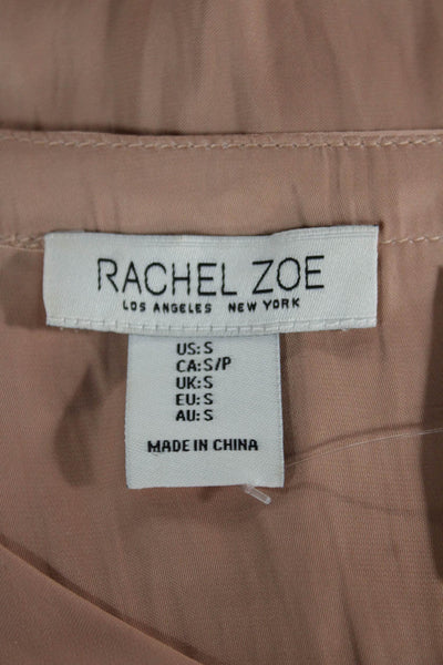 Rachel Zoe Womens V-Neck Beige Long Sleeve Polyester Blouse Size S