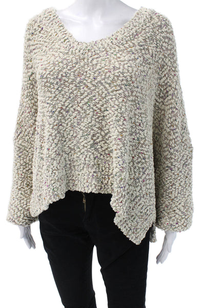 Pol Womens Bohemian V-Neck Pullover Beige Long Sleeve Size L