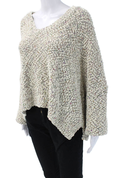 Pol Womens Bohemian V-Neck Pullover Beige Long Sleeve Size L