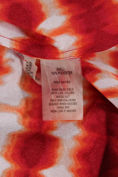 Calvin Klein Women Orange Button Up Blouse V-Neck Long Sleeve Polyester Size XS