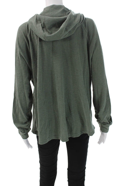 Calvin Klein Women Full-zip Hoodies Green Army Drawstring 60% Cotton Size 2X