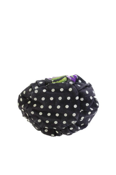 Jasper & Jeera Womens Framed Kiss Lock Polka Dor Embroidered Coin Pouch Navy