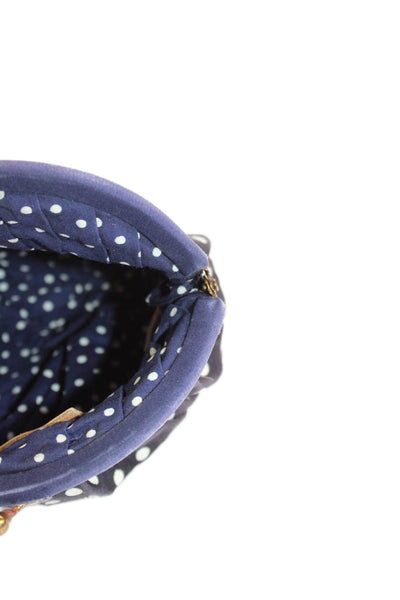 Jasper & Jeera Womens Framed Kiss Lock Polka Dor Embroidered Coin Pouch Navy
