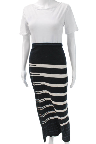 Peruvian Connection Women Navy Blue Striped Maxi Skirt Size M